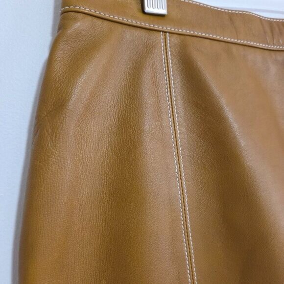 EUC LIKE NEW ELLEN TRACY LINDA ALLARD TAN GENUINE LEATHER PENCIL SKIRT SIZE 10 - Picture 4 of 16
